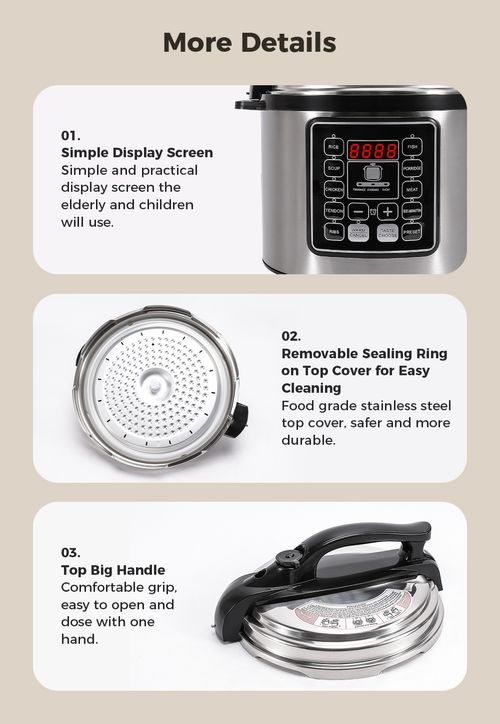 6L Multifunctional 10 in 1 Electric Pressure Cooker Intelligent Temperature Control 24H Timer Removable Seal Easy to Clean