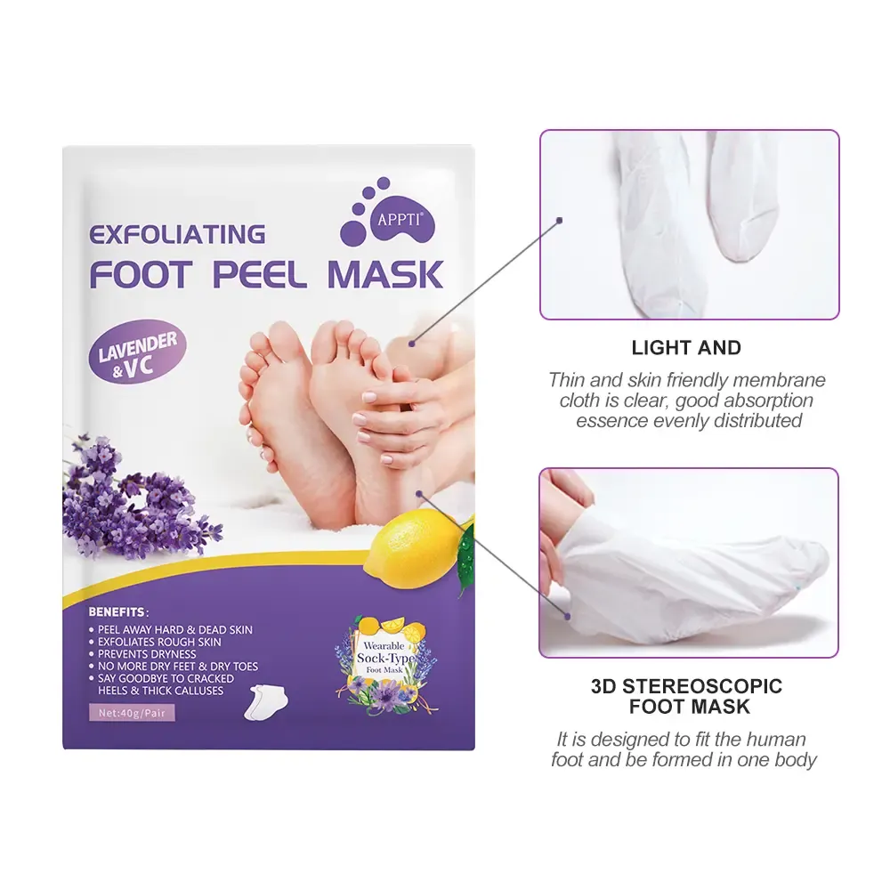 Gentle Exfoliating Foot Mask with Lavender Extract to Soften Calluses and Reveal Smooth Feet