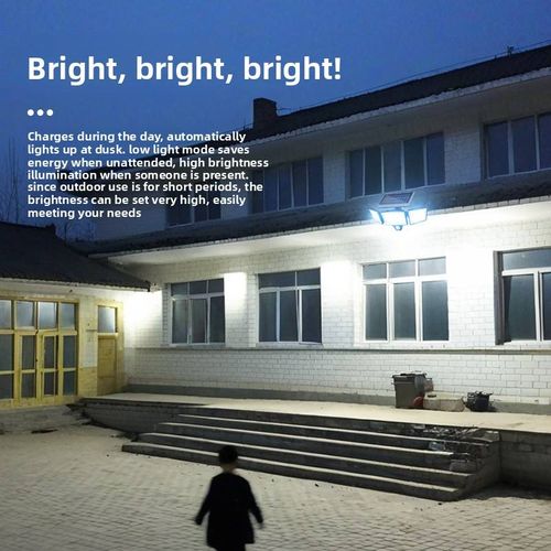Solar Powered Motion Sensor 3-Head LED Wall Lamp Waterproof