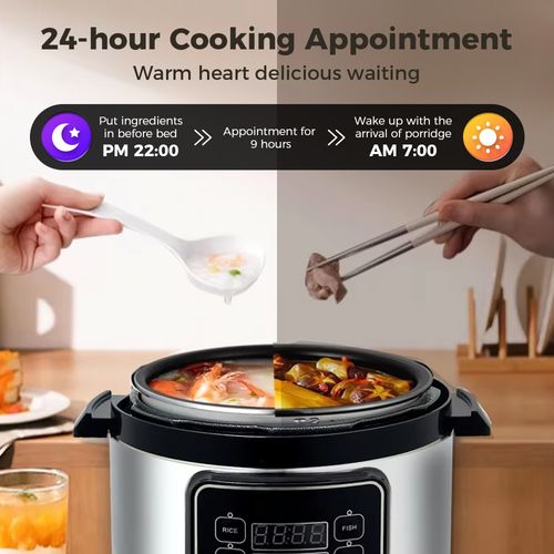 6L Multifunctional 10 in 1 Electric Pressure Cooker Intelligent Temperature Control 24H Timer Removable Seal Easy to Clean
