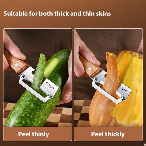 3 in 1 Kitchen Peeler with Bottle Opener and Wooden Grip for Fruits Veggies