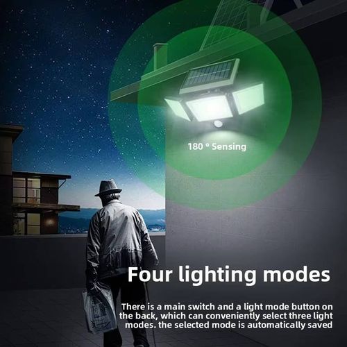 Solar Powered Motion Sensor 3-Head LED Wall Lamp Waterproof