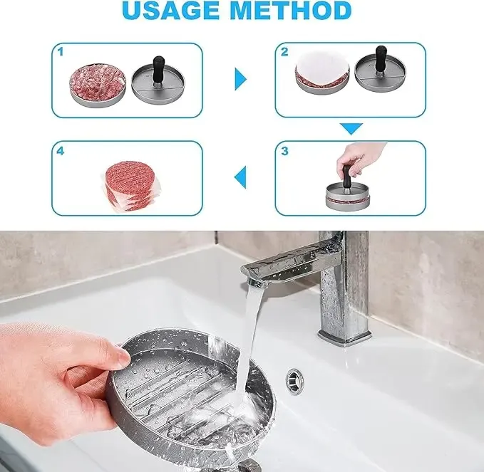 Easy to Clean Burger Patty Maker Press for Beef Chicken and Vegetable Patties