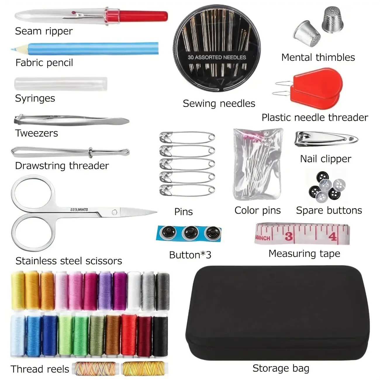 All-in-One Portable Sewing Kit with 24 Color Threads for Every Need