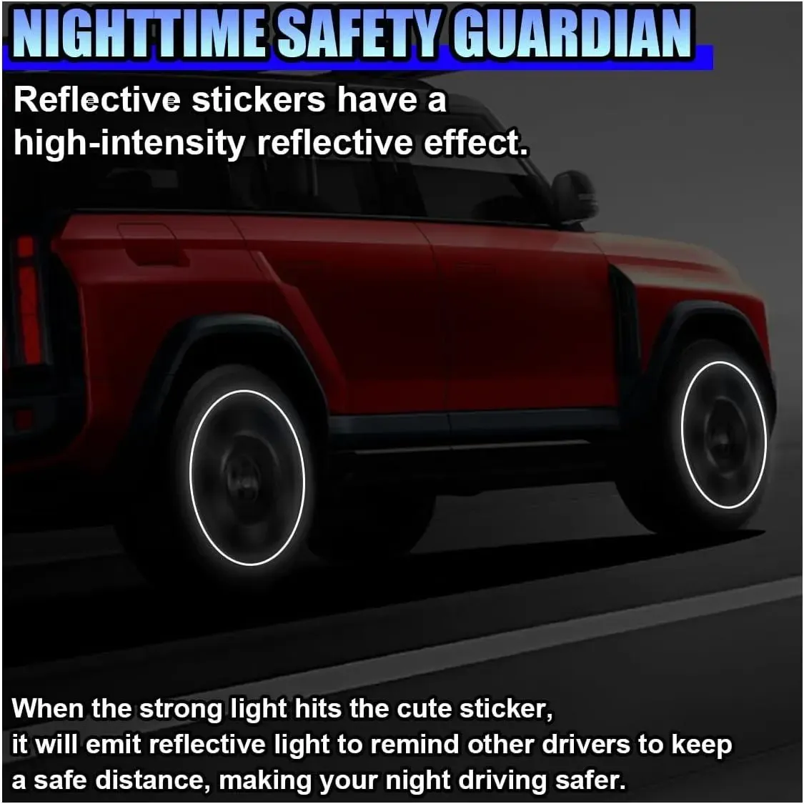 Buy one get one free, 40 pieces of car wheel hub reflective stickers, white and fluorescent yellow available