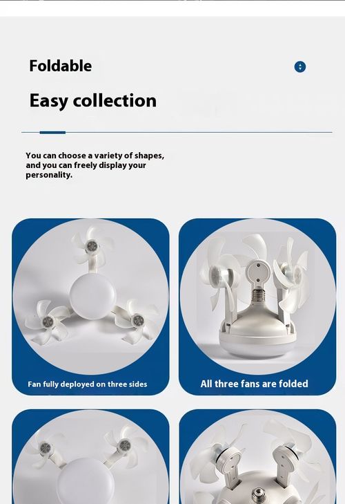 4-Head Foldable LED Ceiling Fan Light with Remote Control E27 Base Free Base and Extension Rod 3-Speed Wind 3-Color Dimmable