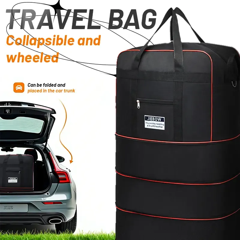 Large Waterproof Wear Resistant Expandable Travel Bag 50cm Width 30cm Thickness 90cm Height with Wheels Free Password Lock