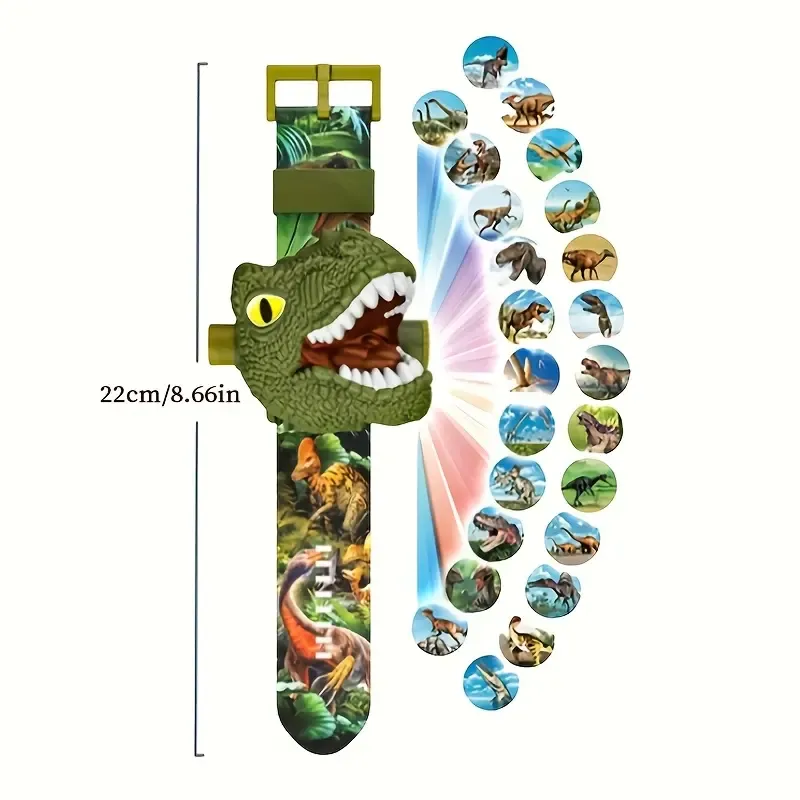 Kids Dinosaur Projector Watch 24 Images Digital Wristwatch with Adjustable Strap for Children Age 3+
