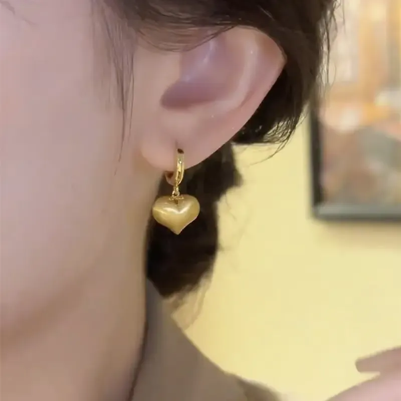 3D Heart Gold Hoop Earrings for Women Elegant Dangle Drop Earrings Perfect Gift for Her