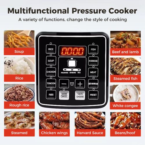 6L Multifunctional 10 in 1 Electric Pressure Cooker Intelligent Temperature Control 24H Timer Removable Seal Easy to Clean