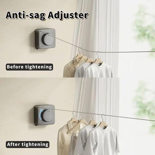Retractable Invisible Clothesline Stainless Steel Rope Anti-Sag Space-Saving