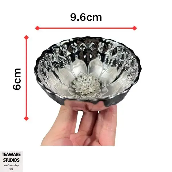 Light-Charged Luminous Silver Lotus Ceramic Teacup with Gift Box - Glow in the Dark Master Cup