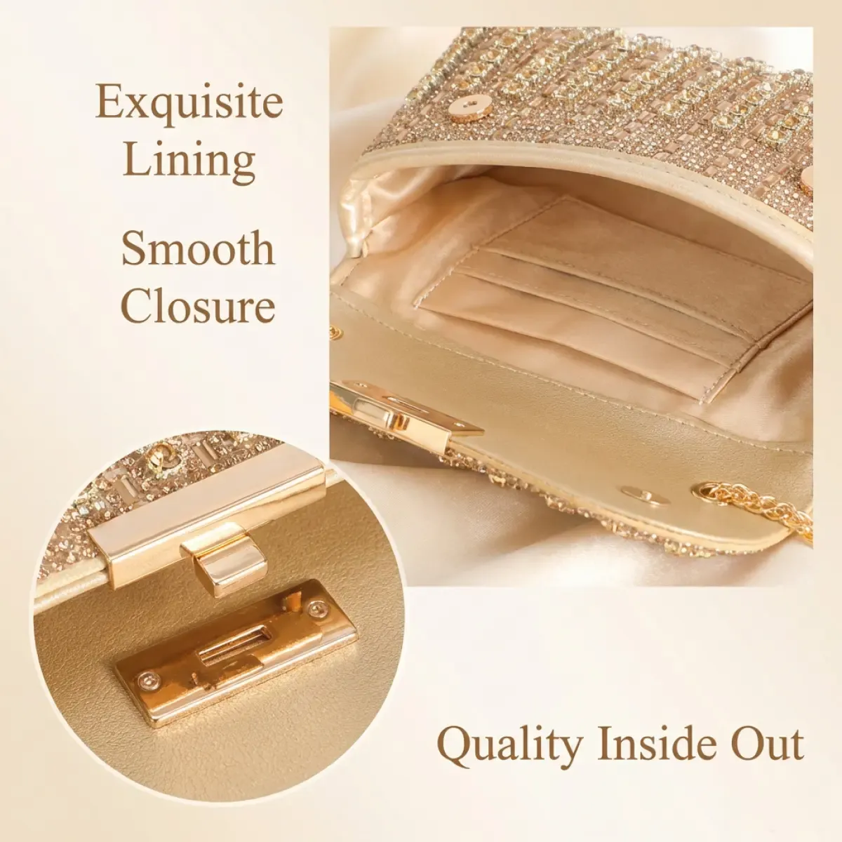 Luxury Crystal Encrusted Crossbody Clutch for Weddings and Parties