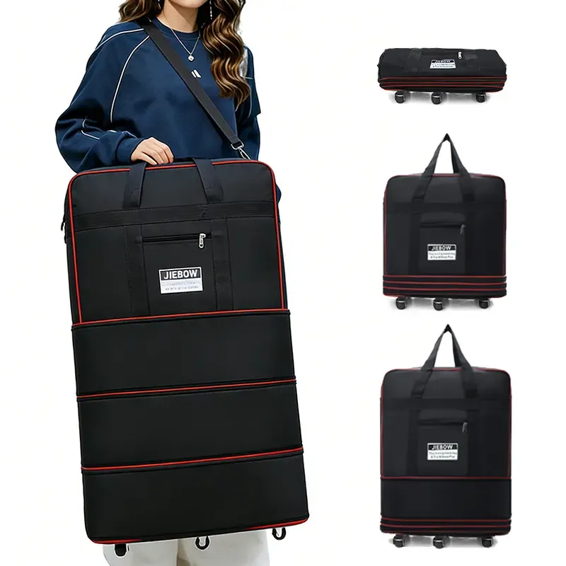 Large Waterproof Wear Resistant Expandable Travel Bag 50cm Width 30cm Thickness 90cm Height with Wheels Free Password Lock