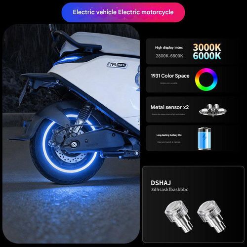 LED Tire Valve Lights 7 Color Motion Activated Waterproof Wheel Lights for Electric Bikes Motorcycles Scooters 2 Pack