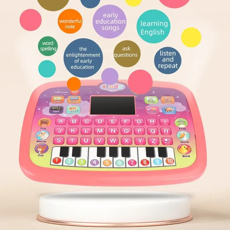 Kids Early Education Learning Tablet with LED Screen and Piano Keyboard