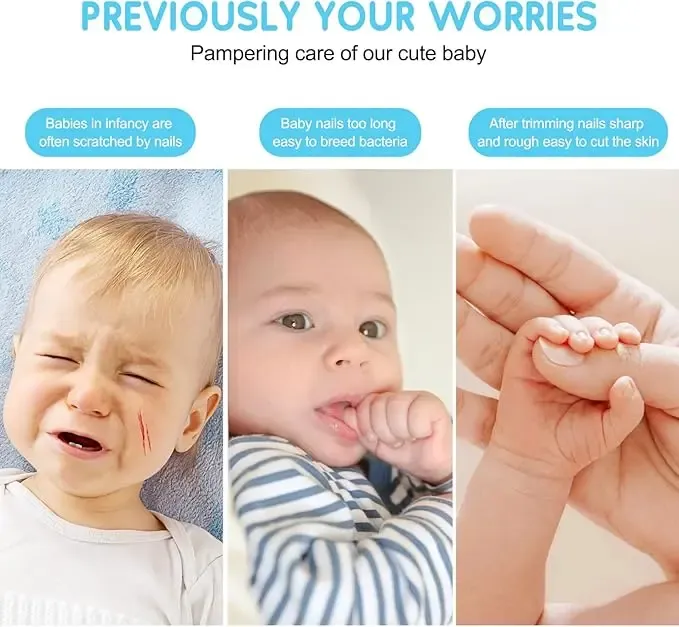 Baby Electric Nail Trimmer with LED Light Quiet Motor 6 Grinding Heads for Infants and Newborns