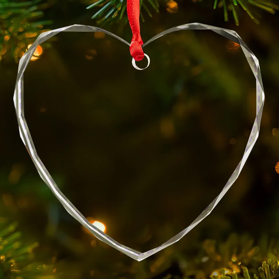 Custom Heart Glass Ornament - Personalized Anniversary Christmas Wedding Gifts For Husband And Wife, Him And Her - Our First Christmas As Husband And Wife