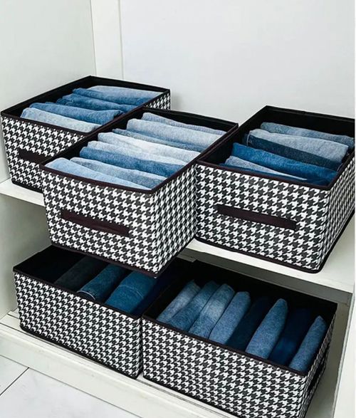 Fabric Storage Box Closet Wardrobe Clothes Organizer Box Foldable Organizer Drawer for Clothing Pants Jeans