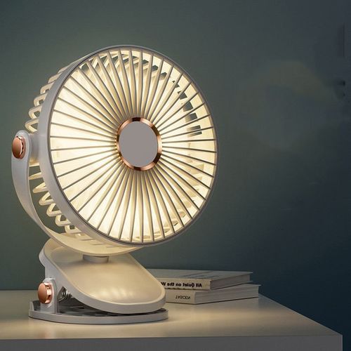 Factory Hot LED Light Usb Rechargeable Clip Fan with 5 Speed Battery USB Desktop Fan Multi Function Night Light air Cooling Fan