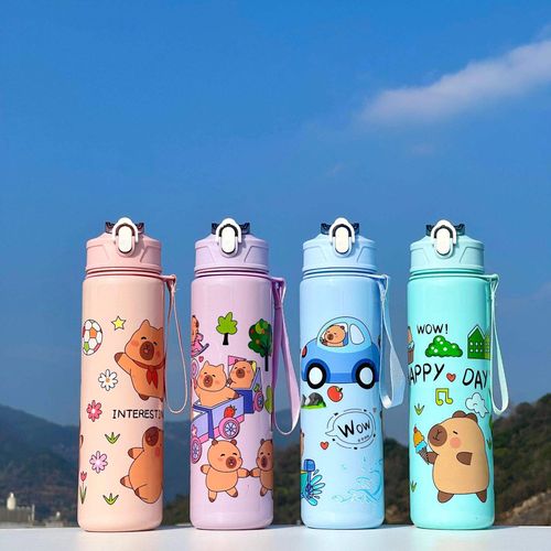Kapipala PC Material Cute Children's Straw Cup Waterproof High Appearance Level Portable Cartoon Design Handle for Students
