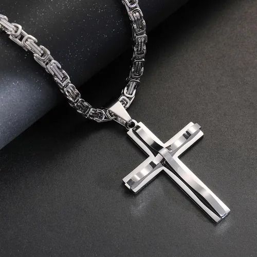 Hip Hop Christian Cross Stainless Steel Men's Pendant Necklace