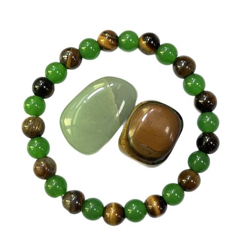 Money Wealth Success Bracelet Pure natural stone Green AventurineTiger Eye Attract Wealth Crystal Bracelet Prosperity Money Bracelet