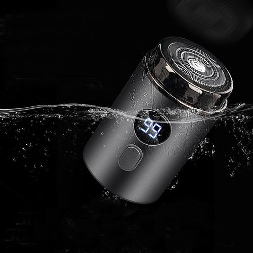 Mini electric shaver for men, portable for travel or use in a car. Rechargeable and fully washable.