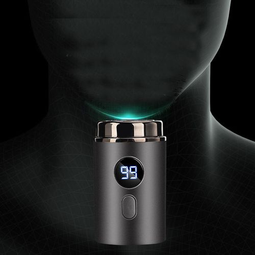 Mini electric shaver for men, portable for travel or use in a car. Rechargeable and fully washable.