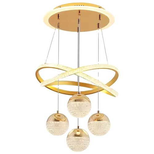 Decoration Home Iron Aluminum Acrylic Staircase Led Chandelier with Balls for Nordic Minimalist Luxury Living Room Restaurant