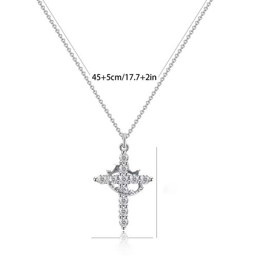 Simple Crown Cross Pendant Choker Necklace for Women Men Girls Party Trendy Exguisite Jewelry