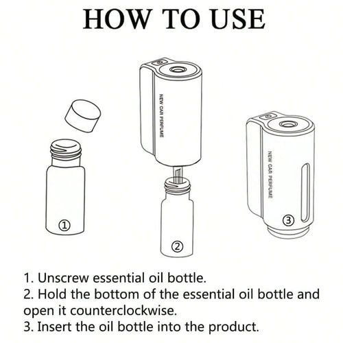 Wireless Rechargeable Aluminum Alloy Car Vent Aromatherapy Diffuser - 3 Essential Oils Included, 3 Fragrance Settings