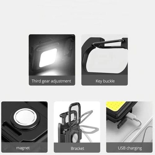 Outdoor Portable Mini Keychain Light, COB Emergency Lamp, Multifunctional Pocket Light, LED Flashlight Rechargeable, 3 Gear Adjustable Keychain Light for Outdoor Camping Hiking