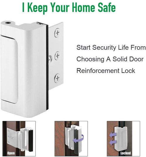 （2pcs 1 set）Home Security Door Lock Reinforcement Lock with 3 Stop Withstand 800 Lbs for Inward Swinging Safety Door Lock