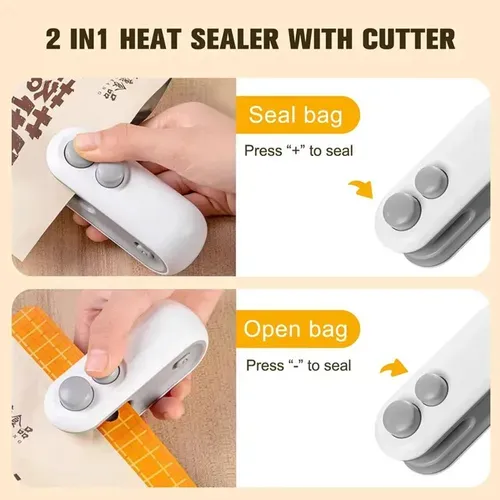 Portable Mini Bag Sealer Handheld USB Rechargeable Bag Sealing Machine 2 in 1 Food Plastic Bag Heat Sealer With Cutter 868 sales