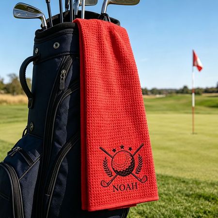 Toalla de golf bordada personal-mantenga limpios los palos y las bolas.