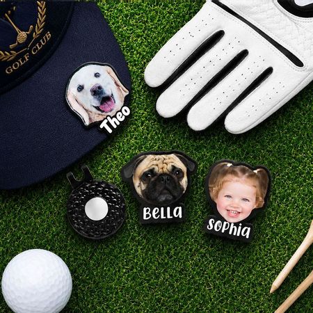 Marcadores personales de la bola de golf de la foto con los clips magnéticos que se pueden modificar para requisitos particulares por nombre Perfecto como el cumpleaños o el veneno del día de padre para el entusiasmo del golf. Stern.
