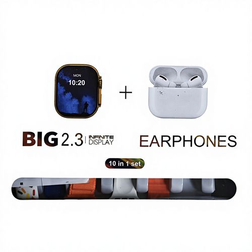 i20 Ultra Max Suit Smartwatch: Bluetooth Calling & Step Tracking — 10-in-1 Set