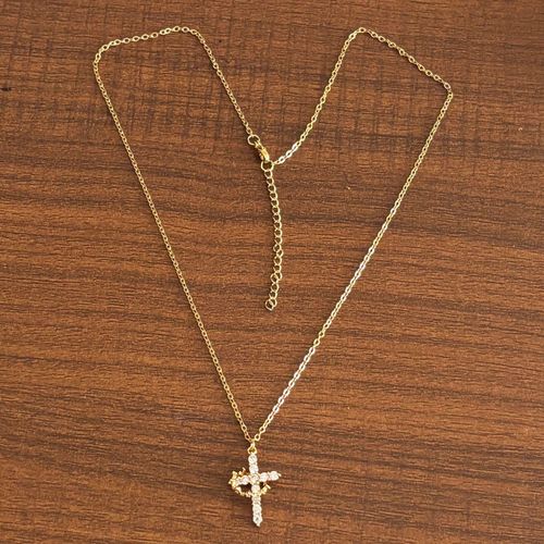 Diamond Crown Cross Necklace