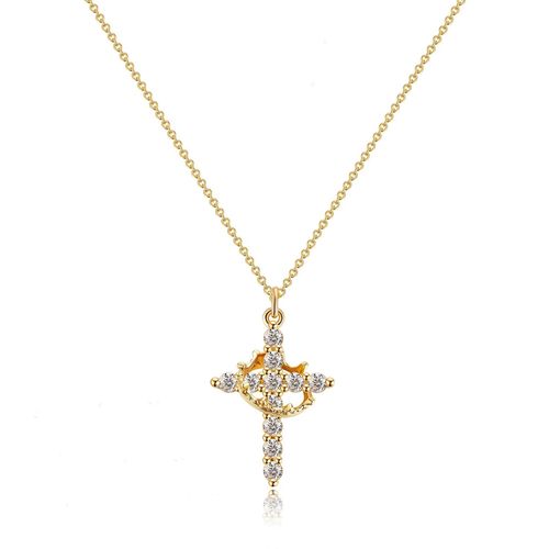 Diamond Crown Cross Necklace