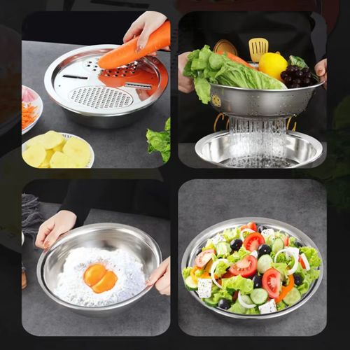 Thickened Stainless Steel Grater Basin 3-piece Set