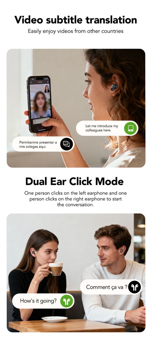 White MS105 AI Translation Wireless Earbuds
