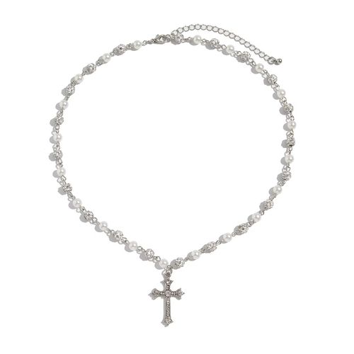 Summer New Pearl Cross Necklace