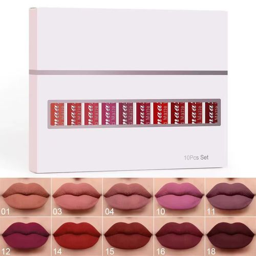 10-piece Matte Lip Gloss Set Gift Box