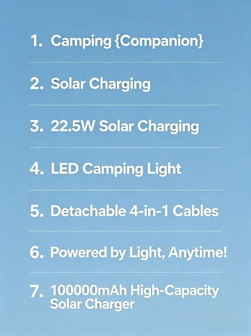 Orange 22.5W Fast Charge 100000mAh Solar Power Bank with Camping Light, Large-Capacity Outdoor Portable Charger