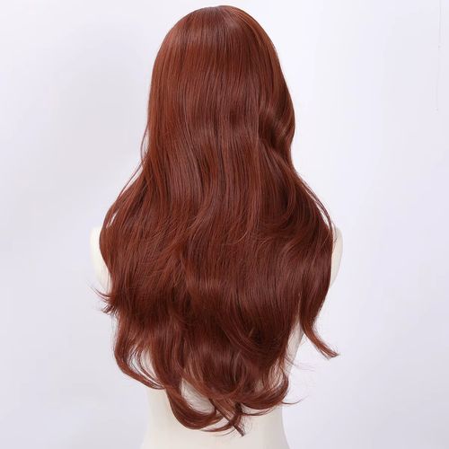 Caramel reddish-brown long curly wig