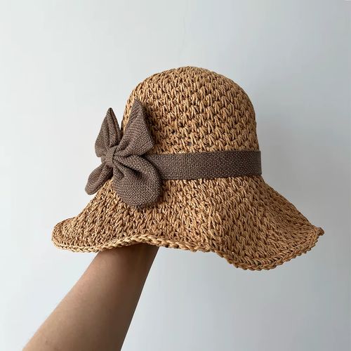 Handmade Foldable Straw Sun Hat, Wide Brim UV Protection