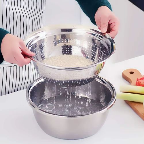 Thickened Stainless Steel Grater Basin 3-piece Set