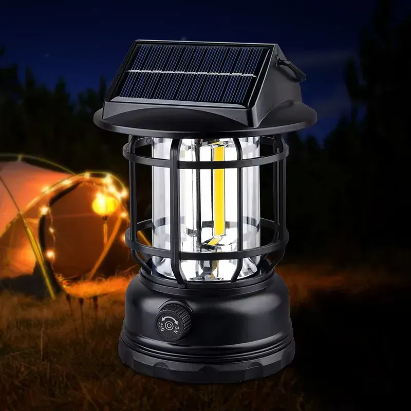 HB-7801IP65 Portable USB Solar LED Lantern Rechargeable ABS Camping Lamps for Outdoor Emergency Lighting Camp Use