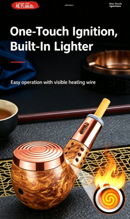 Skafil One-button ignition ashtray, new tubular car cigarette lighter, ultimate smoke aid, easy to remove ash and leaves no residue.